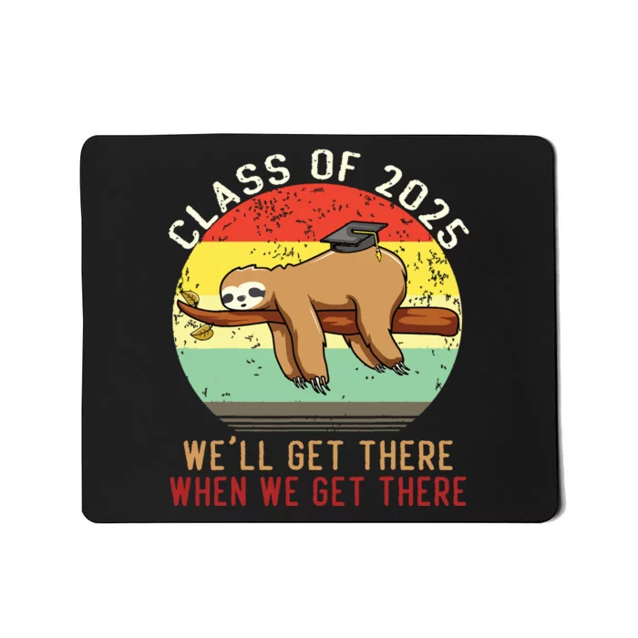 Funny Retro Senior Class Of 2025 Sloth Cap Graduation Gifts Mousepad