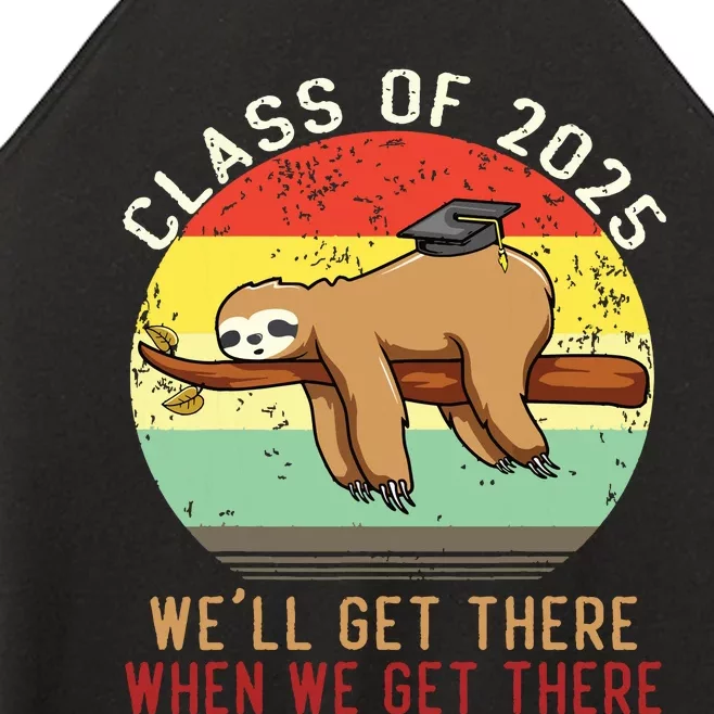 Funny Retro Senior Class Of 2025 Sloth Cap Graduation Gifts Women’s Perfect Tri Rocker Tank