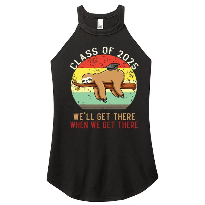 Funny Retro Senior Class Of 2025 Sloth Cap Graduation Gifts Women’s Perfect Tri Rocker Tank