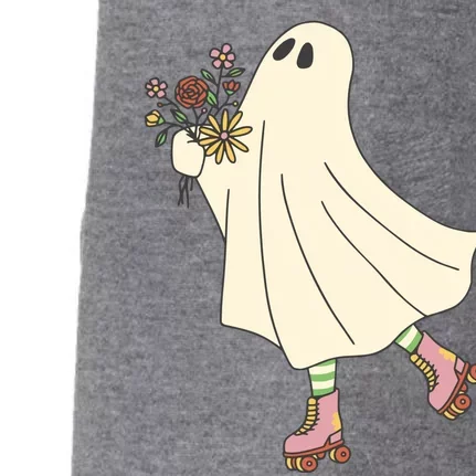 Floral Roller Skating Ghost Doggie 3-End Fleece Hoodie