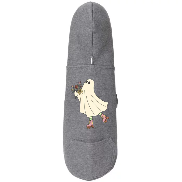 Floral Roller Skating Ghost Doggie 3-End Fleece Hoodie