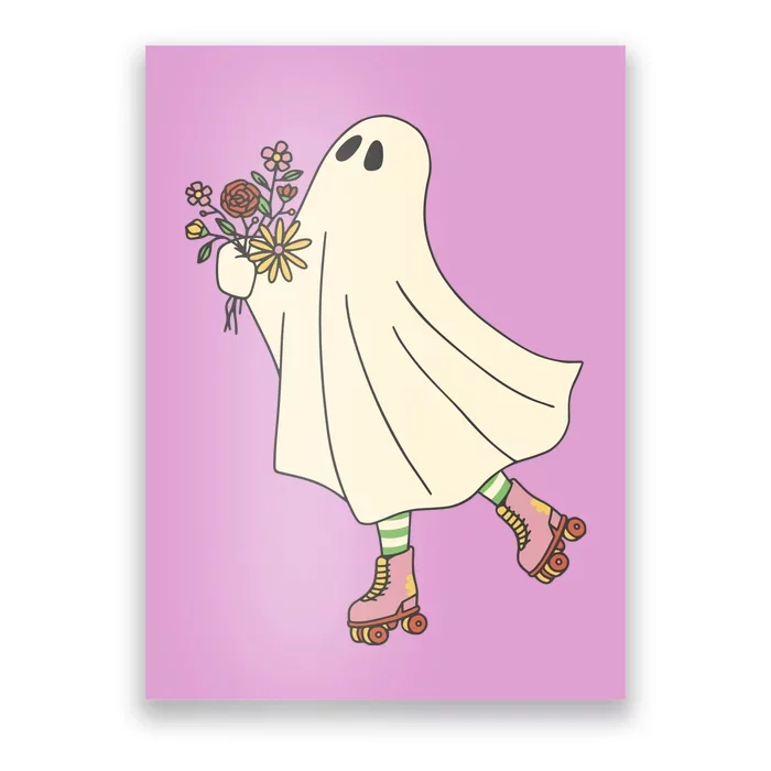 Floral Roller Skating Ghost Poster