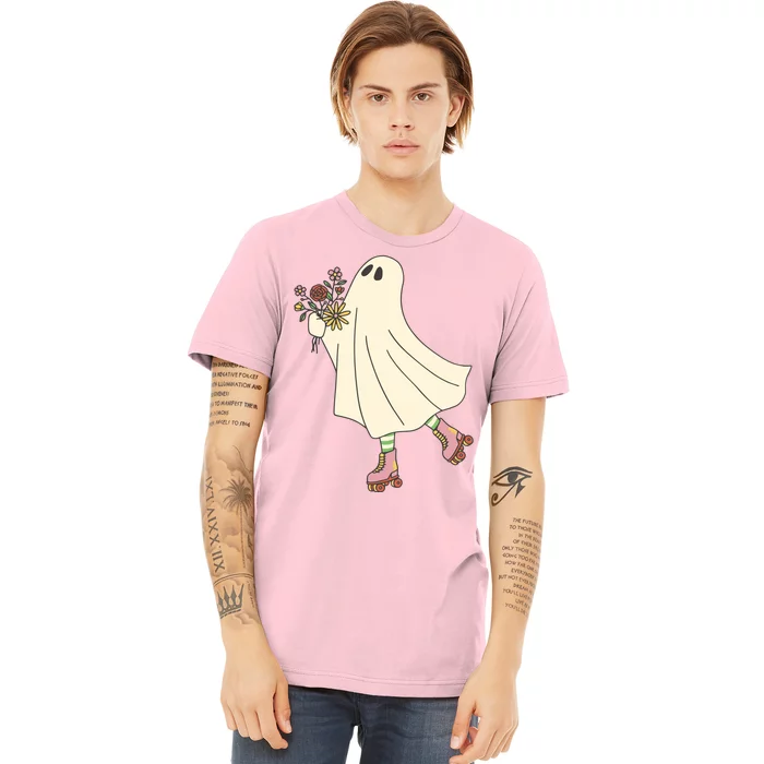 Floral Roller Skating Ghost Premium T-Shirt