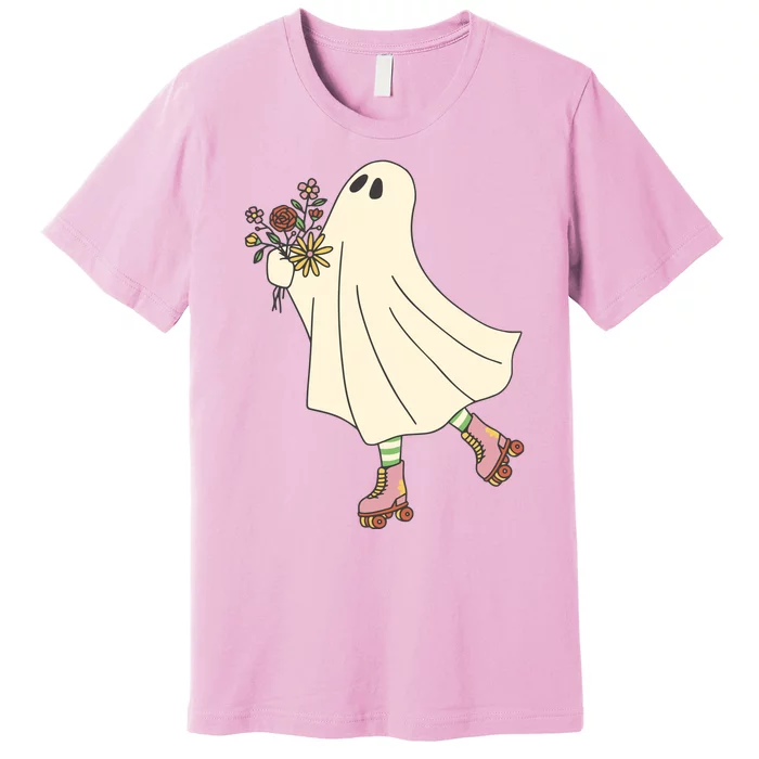 Floral Roller Skating Ghost Premium T-Shirt