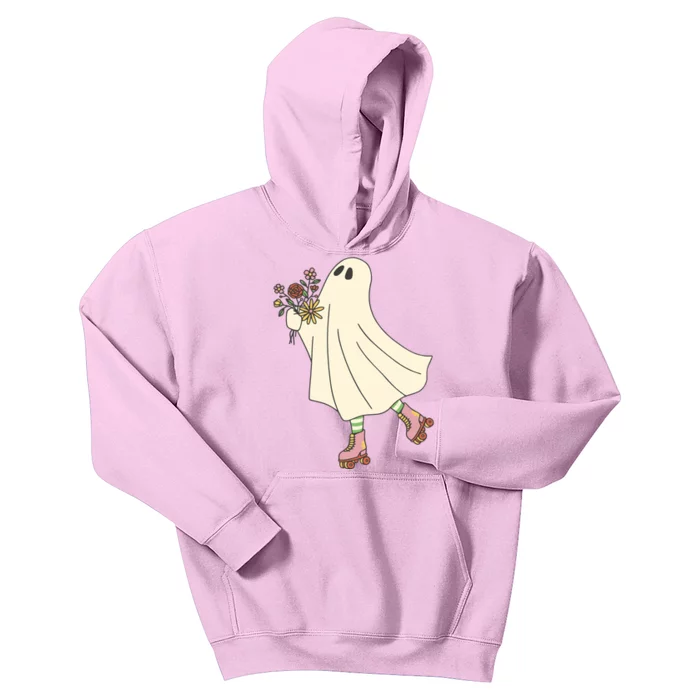 Floral Roller Skating Ghost Kids Hoodie