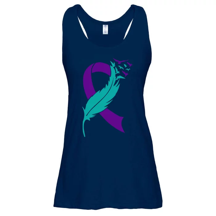 Feather Ribbon Suicide Prevention Awareness Ladies Essential Flowy Tank