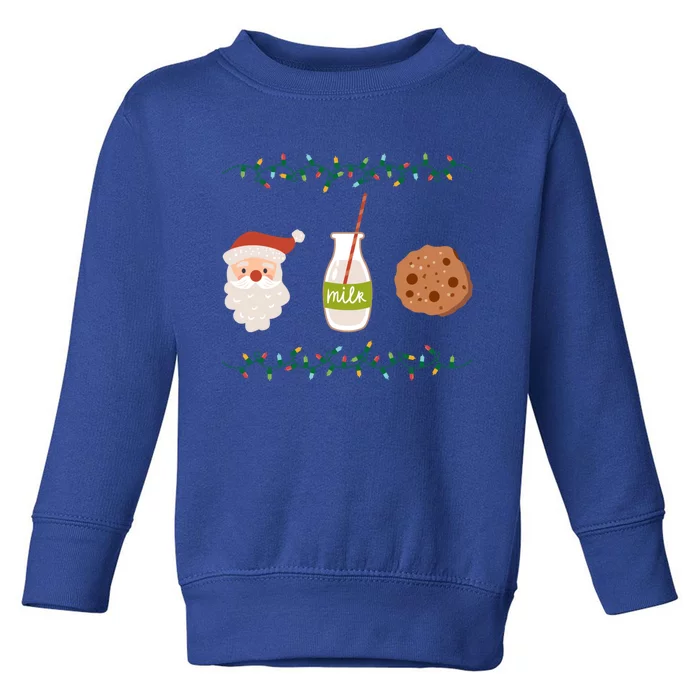 Festive Retro Santa Milk And Cookies Gift Toddler Sweatshirt