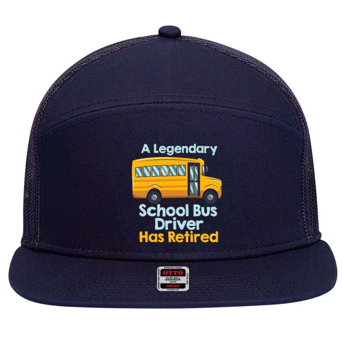 Funny Retired School Bus Driver - School Bus Retirement 7 Panel Mesh Trucker Snapback Hat