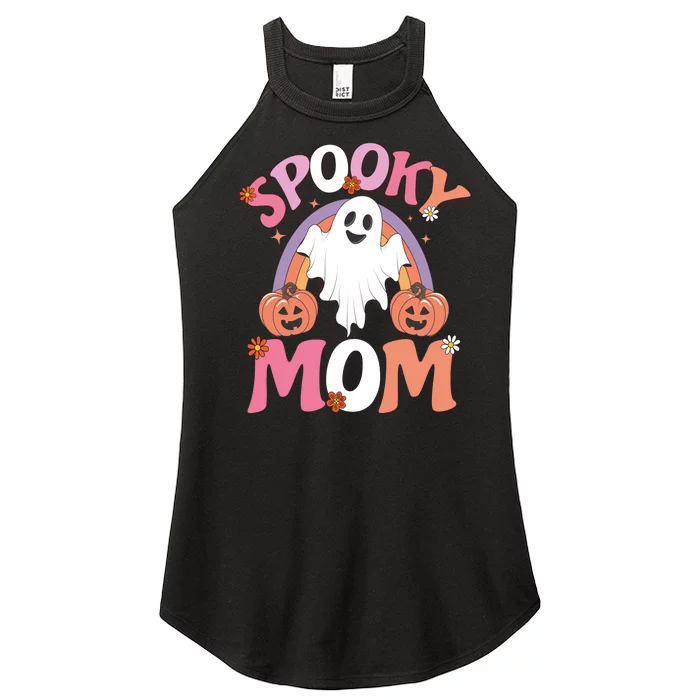 Family Retro Spooky Mom Groovy Retro Halloween Ghost Costume Gift Women’s Perfect Tri Rocker Tank