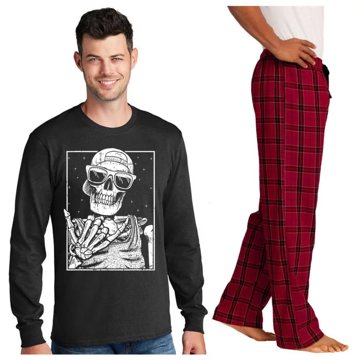 Funny Rocker Style Skeleton Rock Hand Halloween Costume Gift Long Sleeve Pajama Set