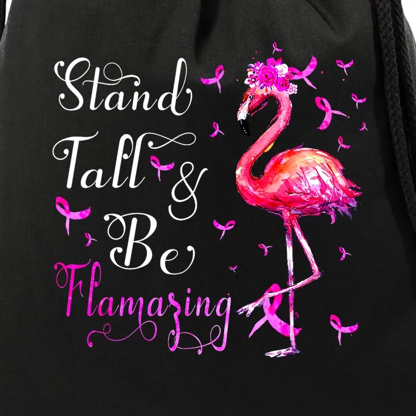 Flamingo Ribbon Support Squad Breast Cancer Awareness Gift Drawstring Bag