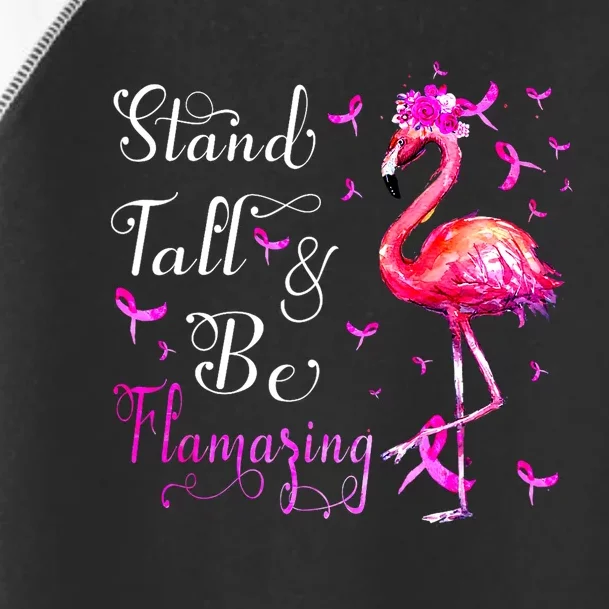 Flamingo Ribbon Support Squad Breast Cancer Awareness Gift Toddler Fine Jersey T-Shirt