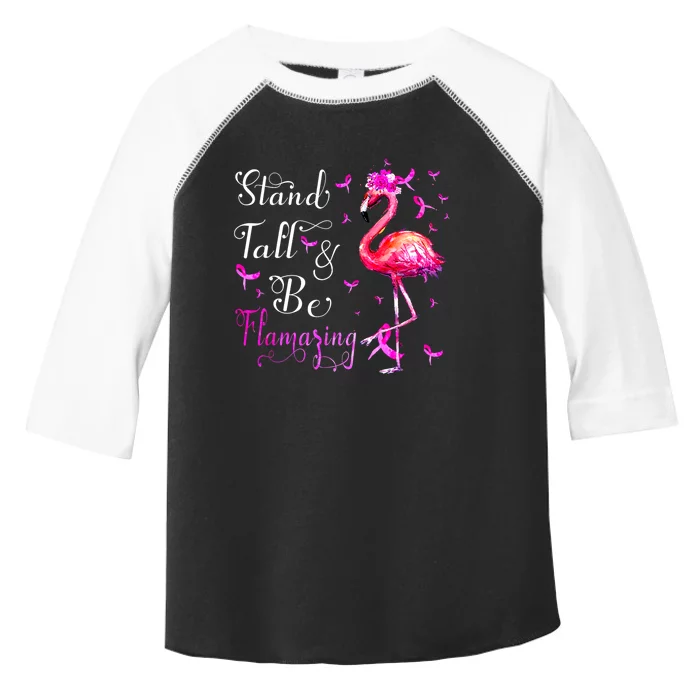 Flamingo Ribbon Support Squad Breast Cancer Awareness Gift Toddler Fine Jersey T-Shirt