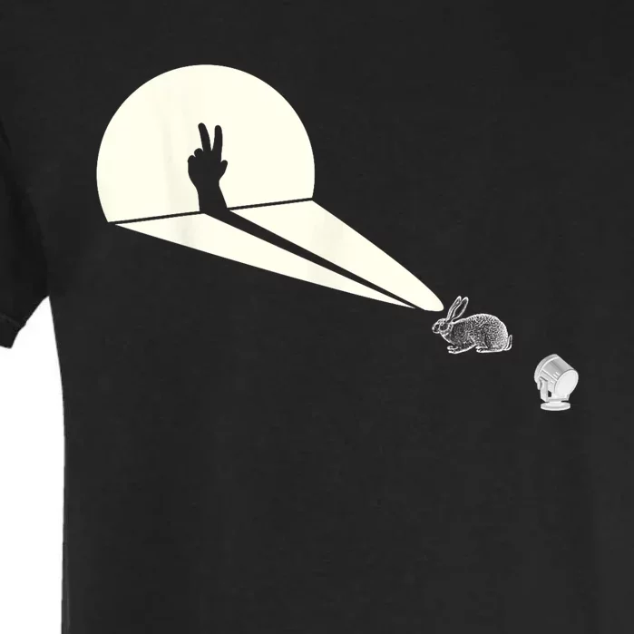 Funny Rabbit Silhouette Hand Shadow Puppetry Funny Puppet Garment-Dyed Heavyweight T-Shirt