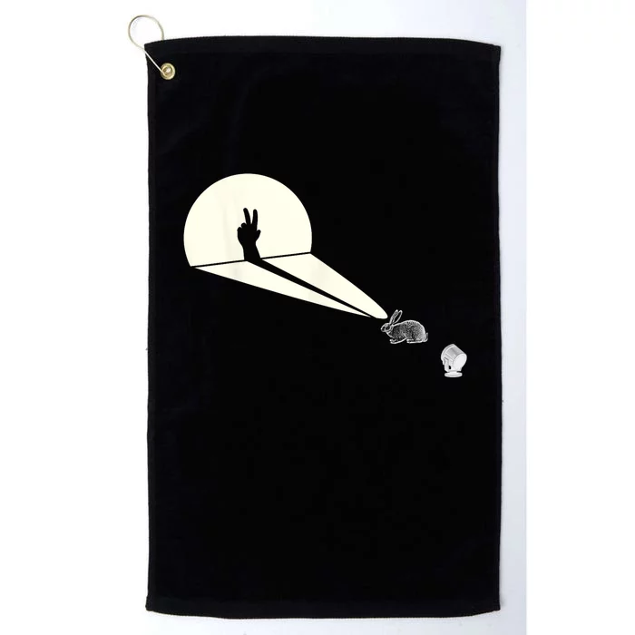 Funny Rabbit Silhouette Hand Shadow Puppetry Funny Puppet Platinum Collection Golf Towel