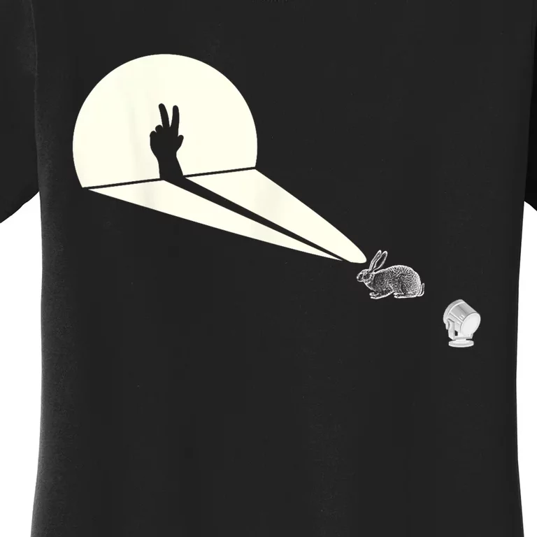 Funny Rabbit Silhouette Hand Shadow Puppetry Funny Puppet Women's T-Shirt