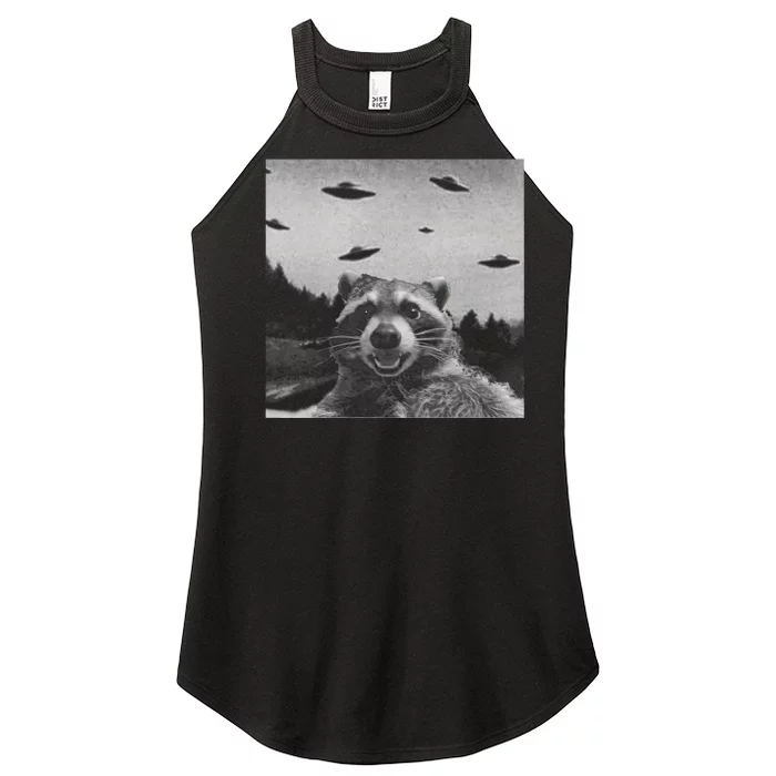 Funny Raccoon Selfie With Alien Ufos Funny Raccoon Lovers Aliens Ufo Women’s Perfect Tri Rocker Tank