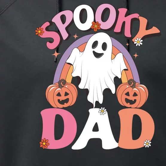 Family Retro Spooky Dad Groovy Retro Halloween Ghost Costume Gift Performance Fleece Hoodie