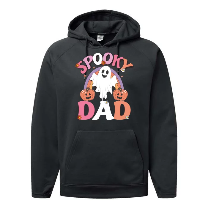 Family Retro Spooky Dad Groovy Retro Halloween Ghost Costume Gift Performance Fleece Hoodie