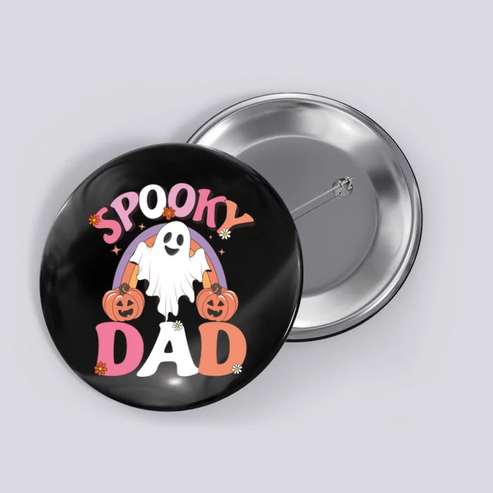 Family Retro Spooky Dad Groovy Retro Halloween Ghost Costume Gift Button