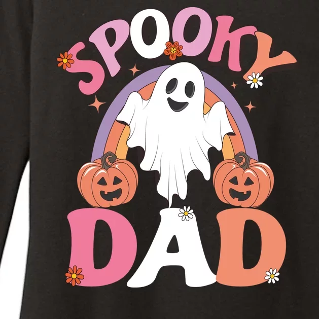 Family Retro Spooky Dad Groovy Retro Halloween Ghost Costume Gift Womens CVC Long Sleeve Shirt