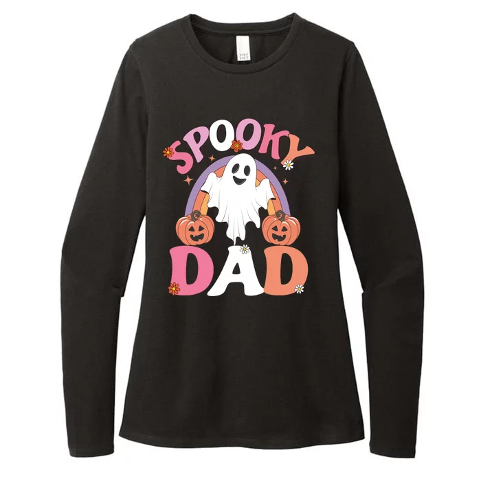 Family Retro Spooky Dad Groovy Retro Halloween Ghost Costume Gift Womens CVC Long Sleeve Shirt