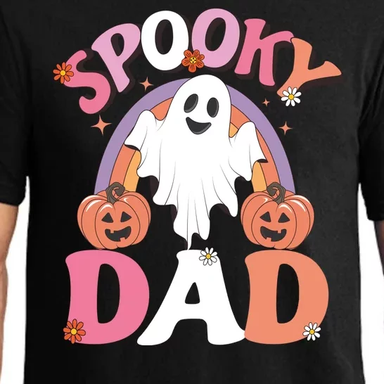 Family Retro Spooky Dad Groovy Retro Halloween Ghost Costume Gift Pajama Set