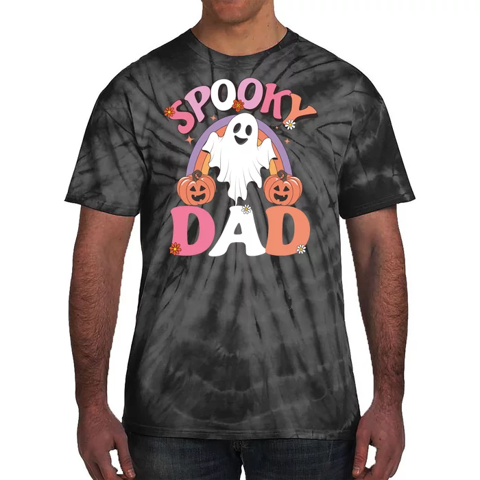 Family Retro Spooky Dad Groovy Retro Halloween Ghost Costume Gift Tie-Dye T-Shirt