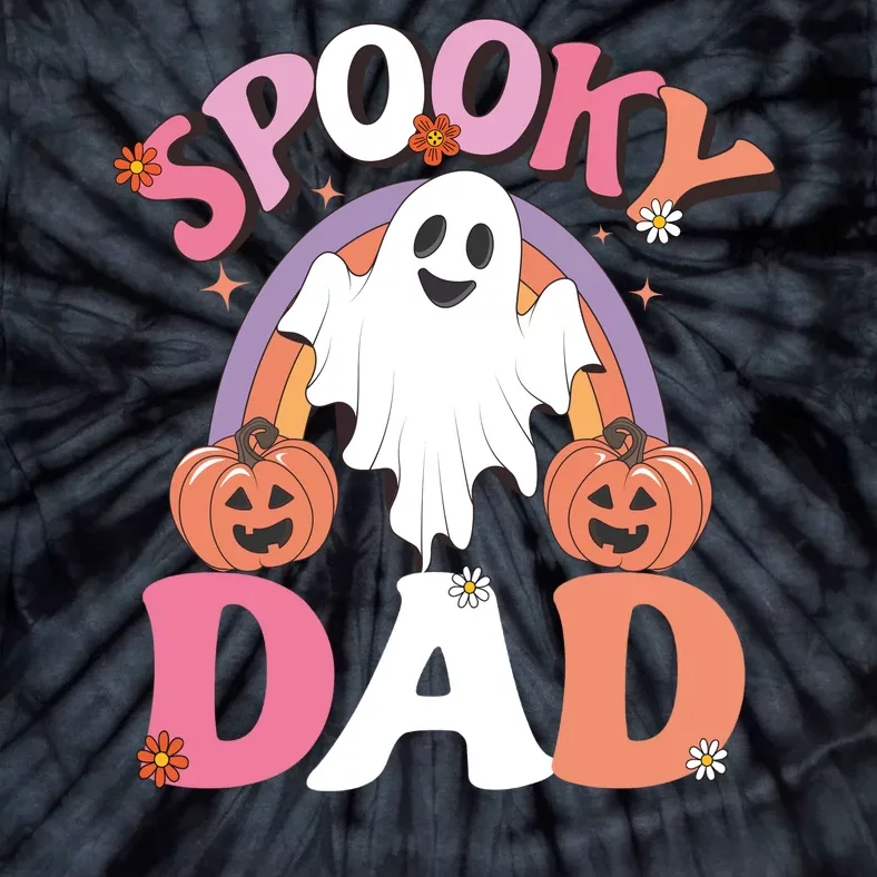 Family Retro Spooky Dad Groovy Retro Halloween Ghost Costume Gift Tie-Dye T-Shirt