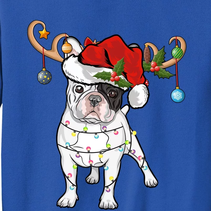 Funny Reindeer Santa Hat French Bulldog Christmas Cool Gift Tall Sweatshirt