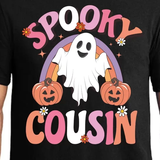 Family Retro Spooky Cousin Groovy Retro Halloween Ghost Costume Gift Pajama Set