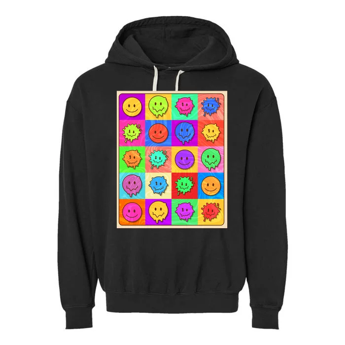 Funny Retro Trippy Smiley Pop Art Poster Garment-Dyed Fleece Hoodie