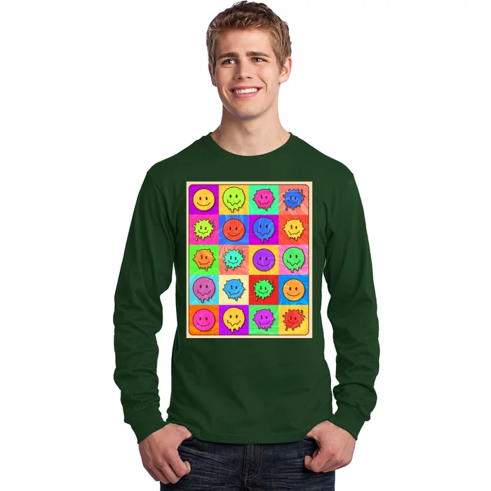 Funny Retro Trippy Smiley Pop Art Poster Long Sleeve Shirt