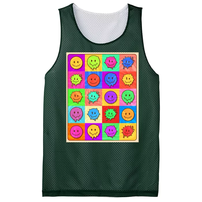 Funny Retro Trippy Smiley Pop Art Poster Mesh Reversible Basketball Jersey Tank