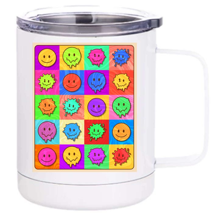 Funny Retro Trippy Smiley Pop Art Poster Front & Back 12oz Stainless Steel Tumbler Cup