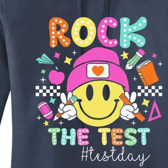 Funny Rock The Test Testing Day Teacher Student Motivational Women's Pullover Hoodie