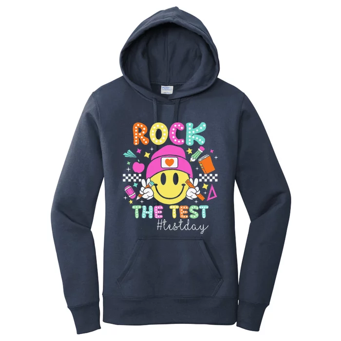 Funny Rock The Test Testing Day Teacher Student Motivational Women's Pullover Hoodie