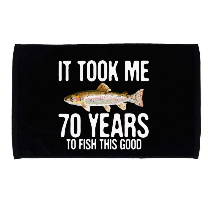 Funny Rainbow Trout Fishing 70th Birthday 70 Years To Fish Microfiber Hand Towel