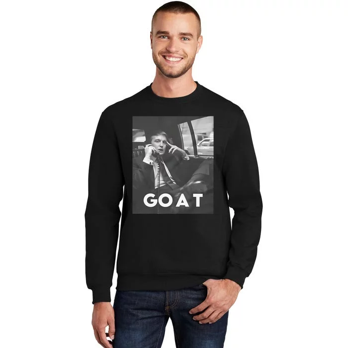 Funny Retro Trump Goat Middle Finger Felon President 2024 Tall Sweatshirt