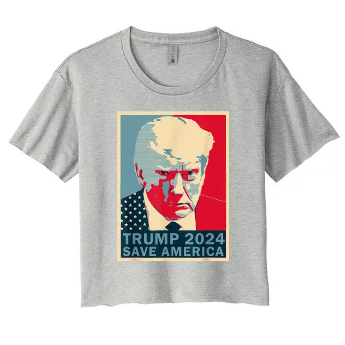 Funny Retro Trump MugShot 2024 Save America Trump Gift Women's Crop Top Tee