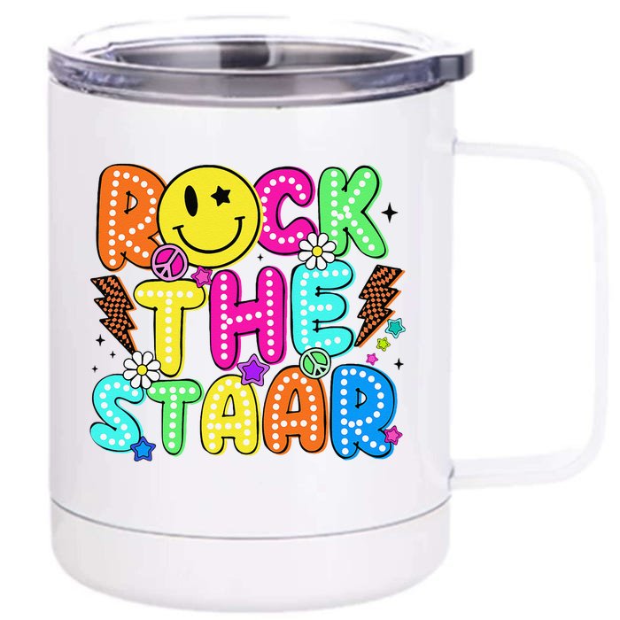 Funny Rock The Test Testing Day Teacher Student Motivational Front & Back 12oz Stainless Steel Tumbler Cup