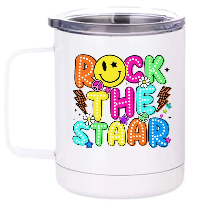 Funny Rock The Test Testing Day Teacher Student Motivational Front & Back 12oz Stainless Steel Tumbler Cup