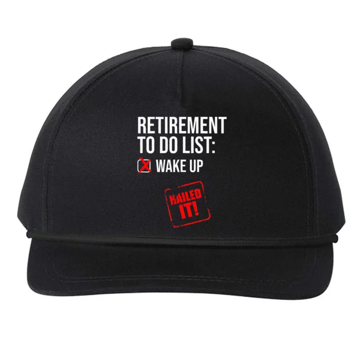 Funny Retirement To Do List Nailed It Retired Retiree Humor Snapback Five-Panel Rope Hat