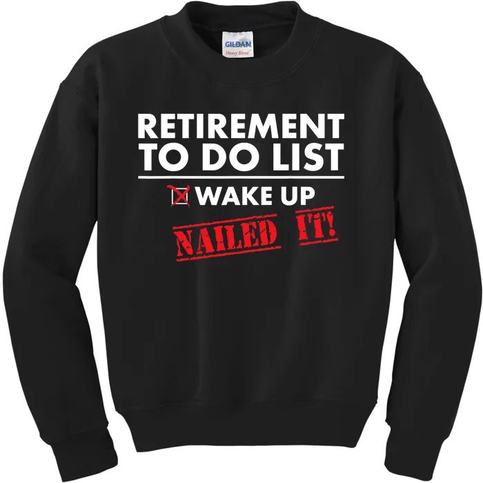 Funny Retirement To do List. Gift Funny Retirement Humor Kids Sweatshirt