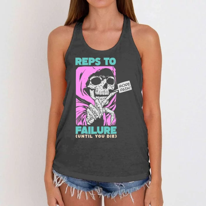 Funny Reps To Failure Weightlifting Bodybuilding Fitness Gym Women's Knotted Racerback Tank