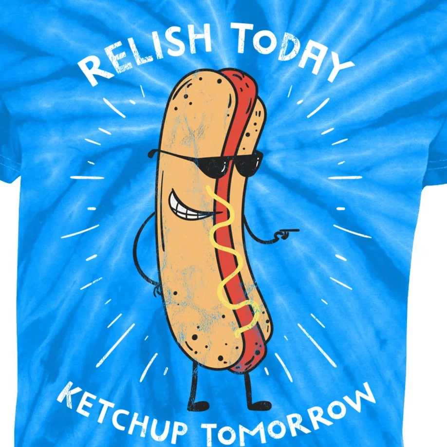 Funny Relish Today Ketchup Tomorrow Hot Dog Gift Kids Tie-Dye T-Shirt