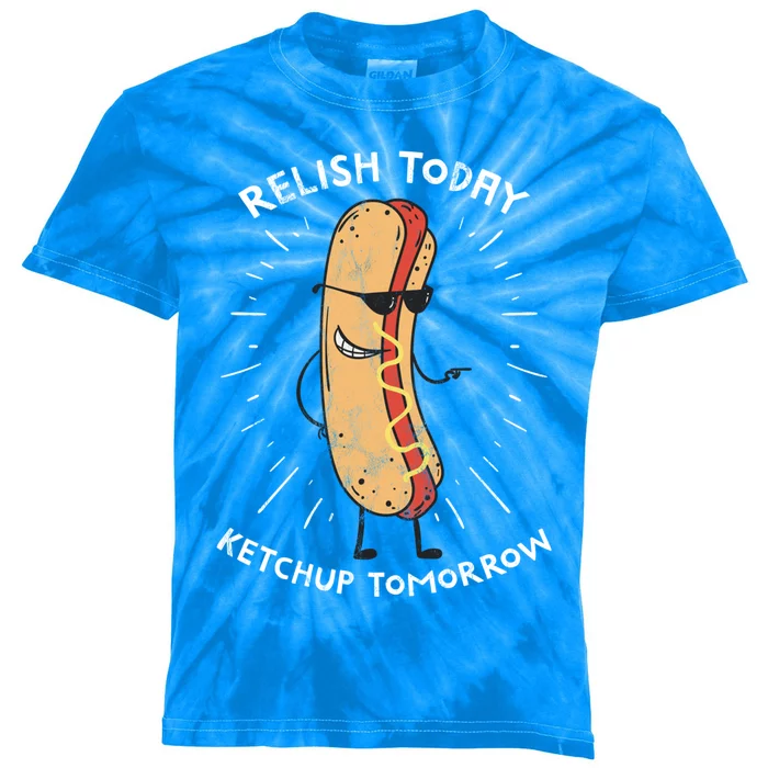 Funny Relish Today Ketchup Tomorrow Hot Dog Gift Kids Tie-Dye T-Shirt