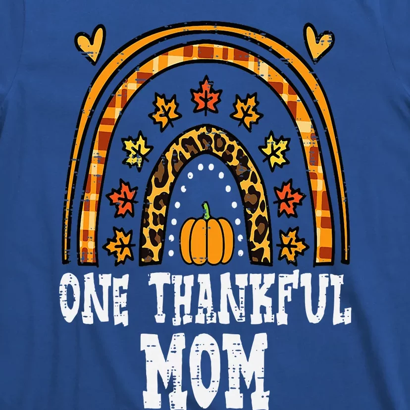 Fall Rainbow Thankful Mom Thanksgiving Family Mama T-Shirt