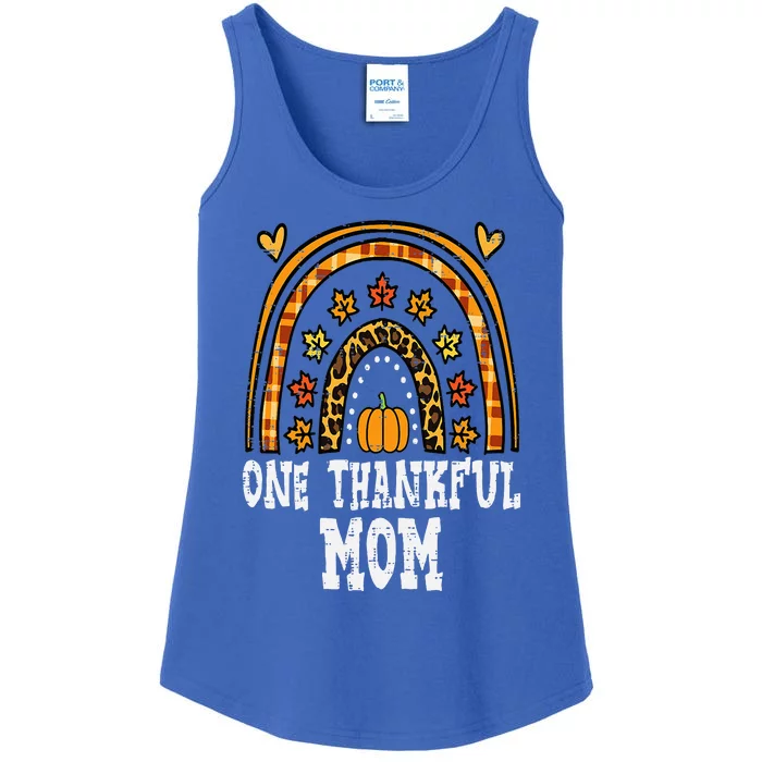 Fall Rainbow Thankful Mom Thanksgiving Family Mama Ladies Essential Tank