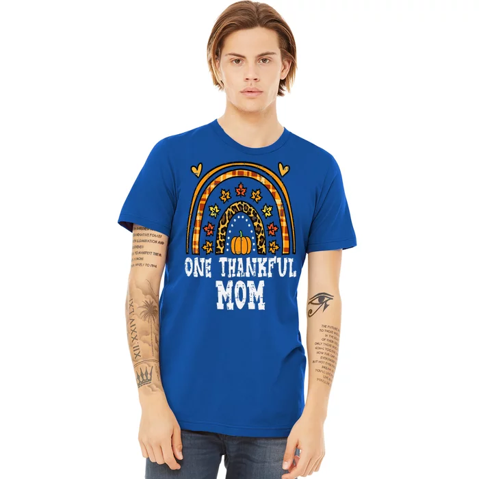 Fall Rainbow Thankful Mom Thanksgiving Family Mama Premium T-Shirt